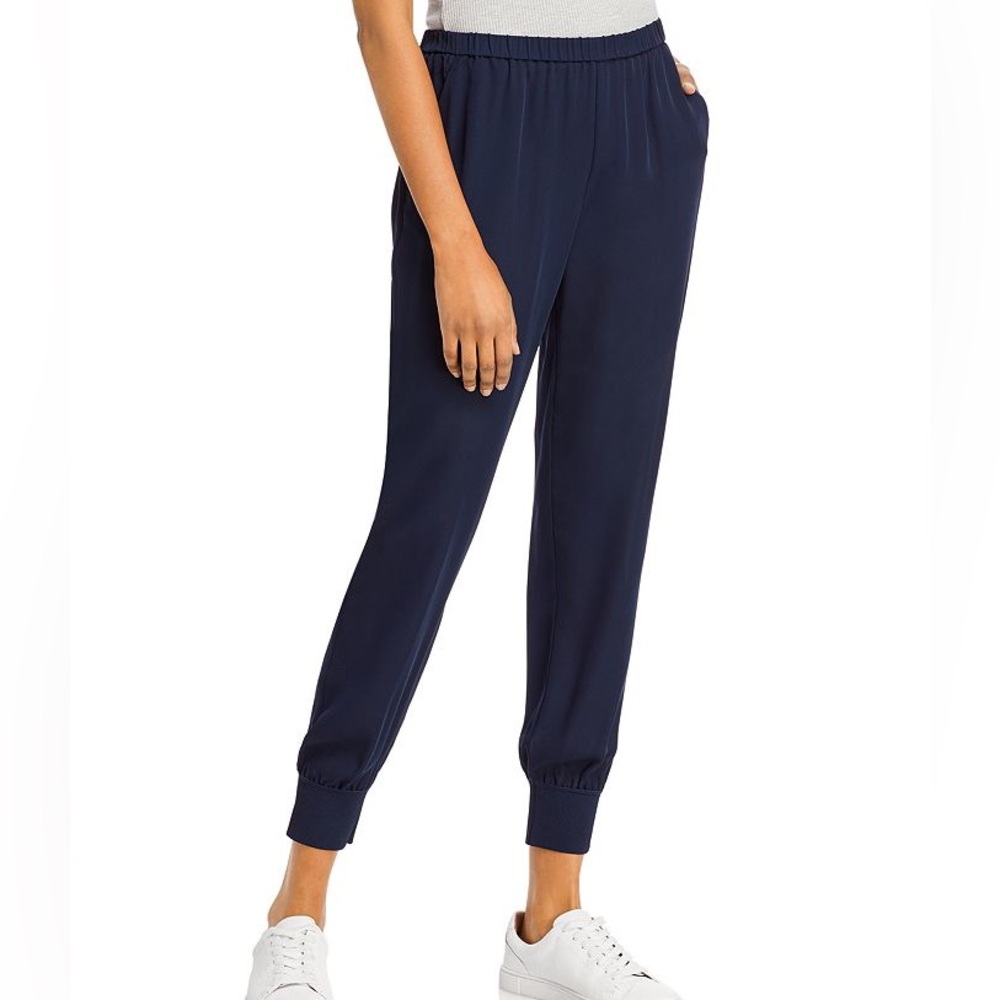 Theory Navy Silk Joggers